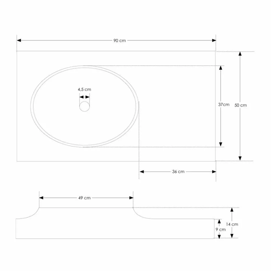 Hängende Badezimmermöbel in modernem Design, eingefasst in eine solide Oberfläche in Brusson Viadurini