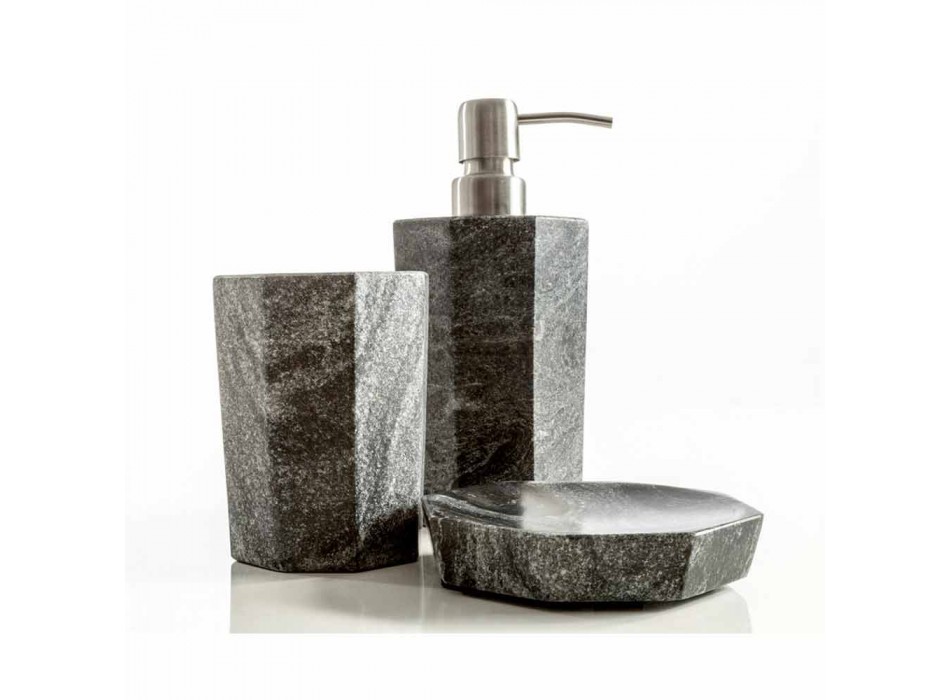 Modernes Badezimmerzubehör aus grau geädertem Marmor Montafia Viadurini
