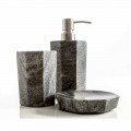 Modernes Badezimmerzubehör aus grau geädertem Marmor Montafia