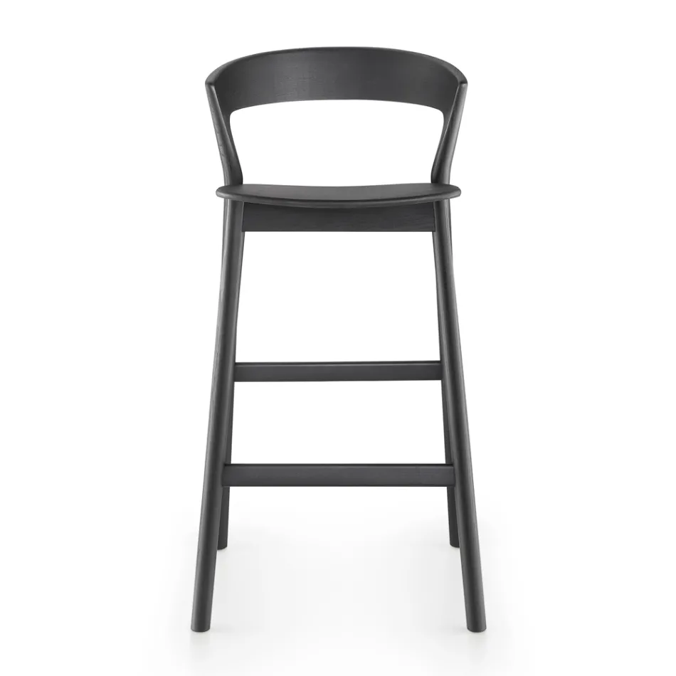 Hoher Küchenhocker mit Eschenholzstruktur, hergestellt in Italien – Oslo Viadurini