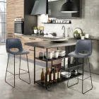 Hoher Küchenhocker aus Kunstleder und schwarzem Metall 2-teilig - Yuri Viadurini