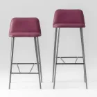 Hochwertiger Hochhocker aus Leder mit Metallgestell, hergestellt in Italien – Molde Viadurini