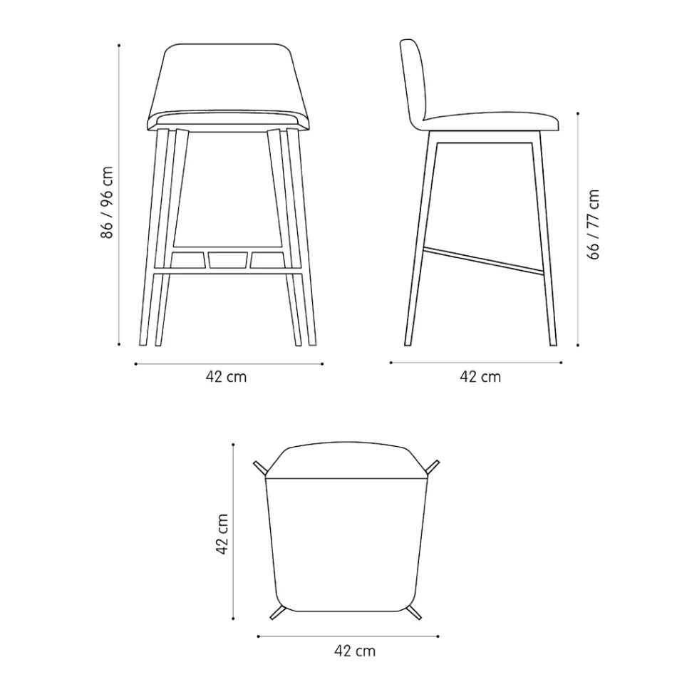Hochwertiger Hochhocker aus Leder mit Metallgestell, hergestellt in Italien – Molde Viadurini
