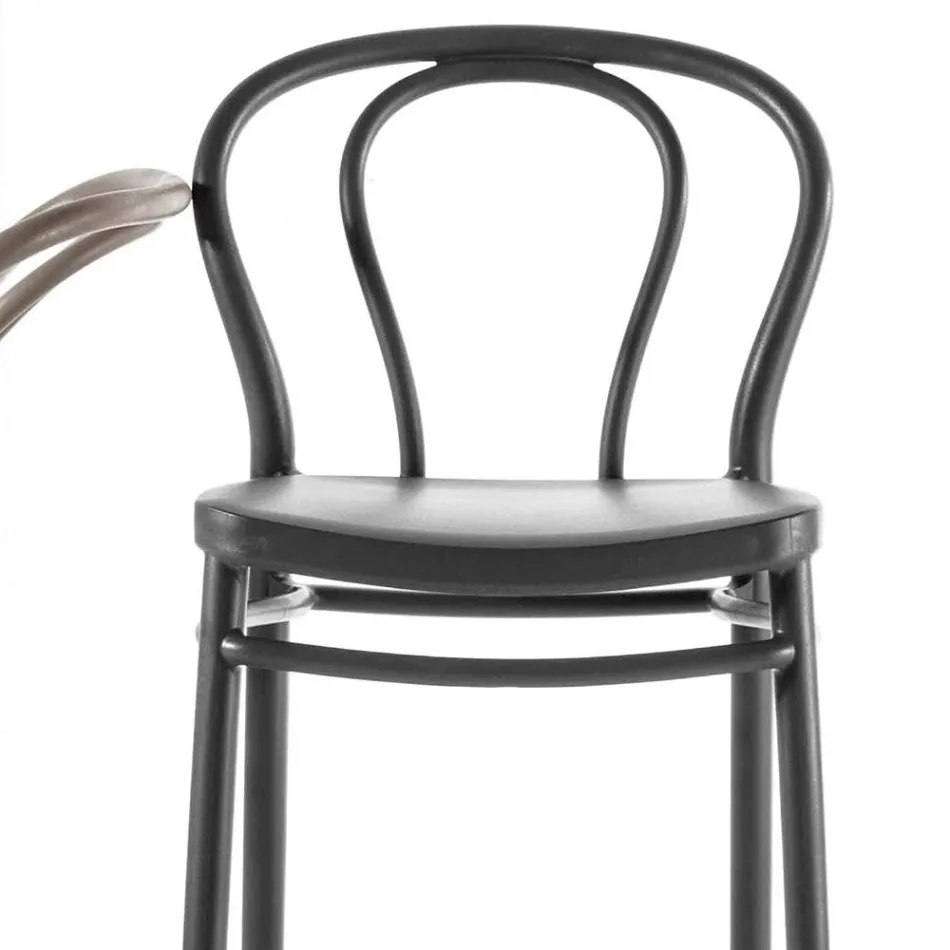 Hoher Polypropylen Hocker mit Fußstütze, 4 Stück - Gaya Viadurini