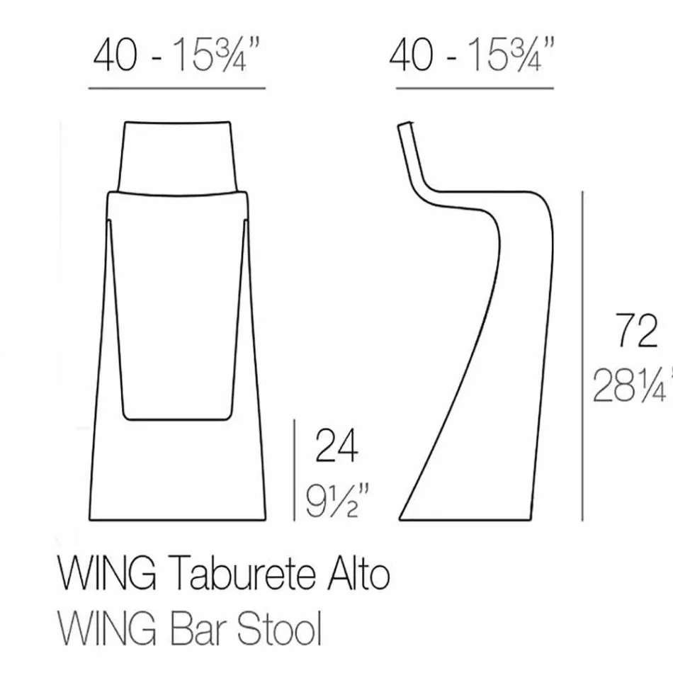Wing Vondom Barhocker in modernem Design aus Polyethylen Viadurini