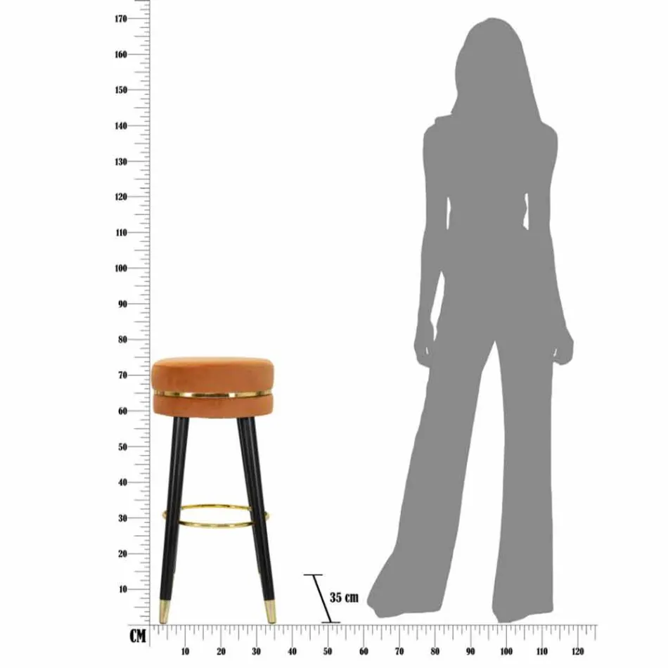 Runder Barhocker aus Holz und Stoff im modernen Design - Rupert Viadurini
