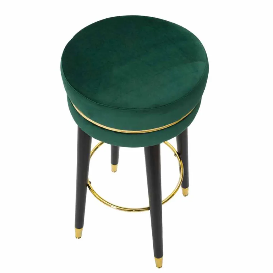 Runder Barhocker aus Holz und Stoff im modernen Design - Rupert Viadurini