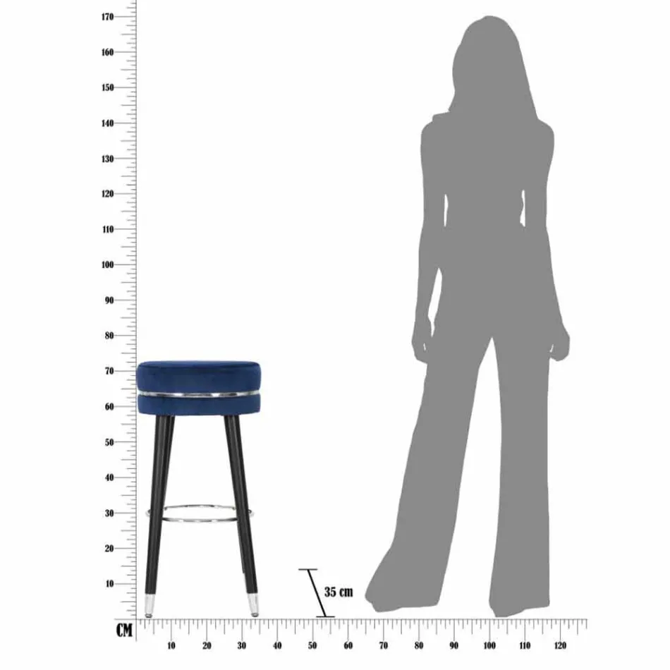 Runder Barhocker aus Holz und Stoff im modernen Design - Rupert Viadurini