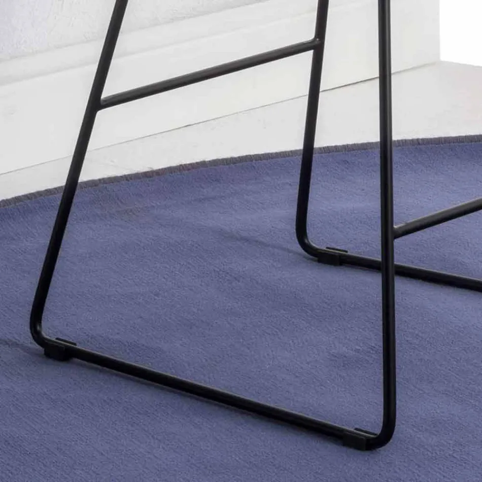 Hocker mit Kufengestell, Ledersitz in Lederoptik - Ovid Viadurini