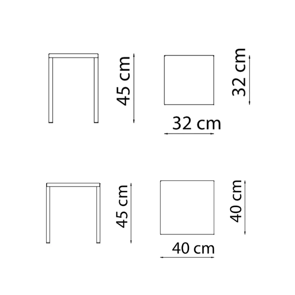 Niedriger quadratischer Outdoor-Hocker aus Stahl Made in Italy - Azul Viadurini