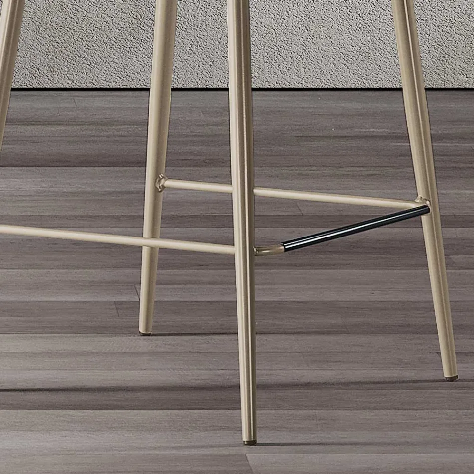 Hocker mit Metallbeinen und Monocoque-Stoffsitz Made in Italy - Hinata Viadurini