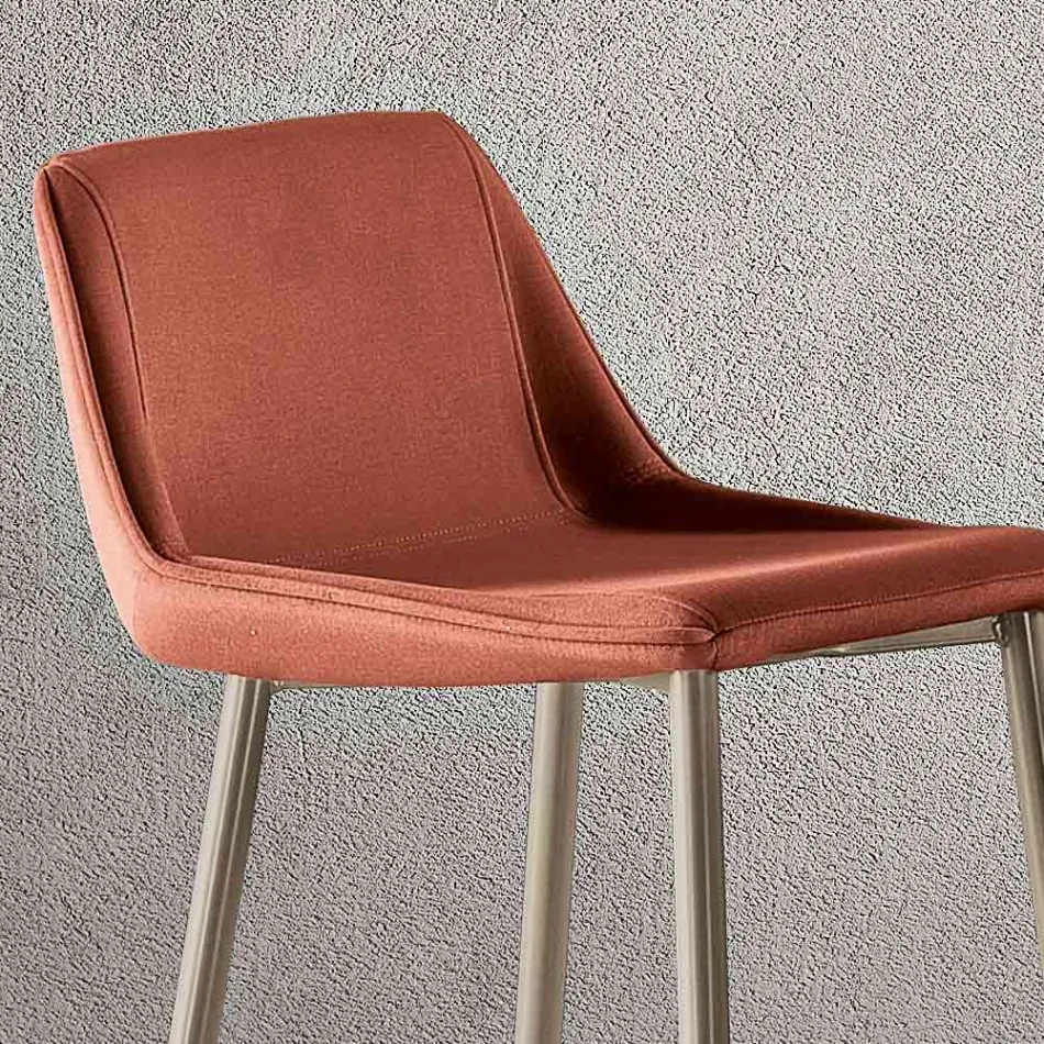 Hocker mit Metallbeinen und Monocoque-Stoffsitz Made in Italy - Hinata Viadurini