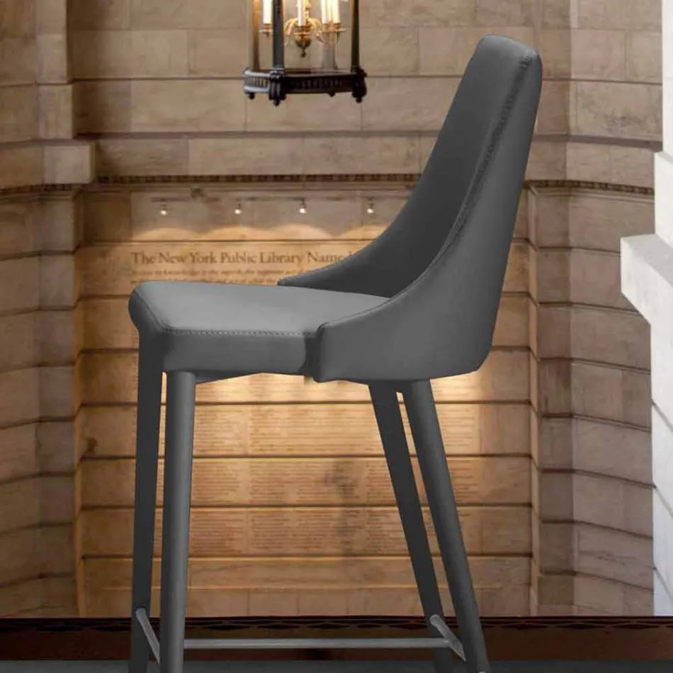 Hocker mit Rückenlehne, Design Metal Base - Berenice Viadurini