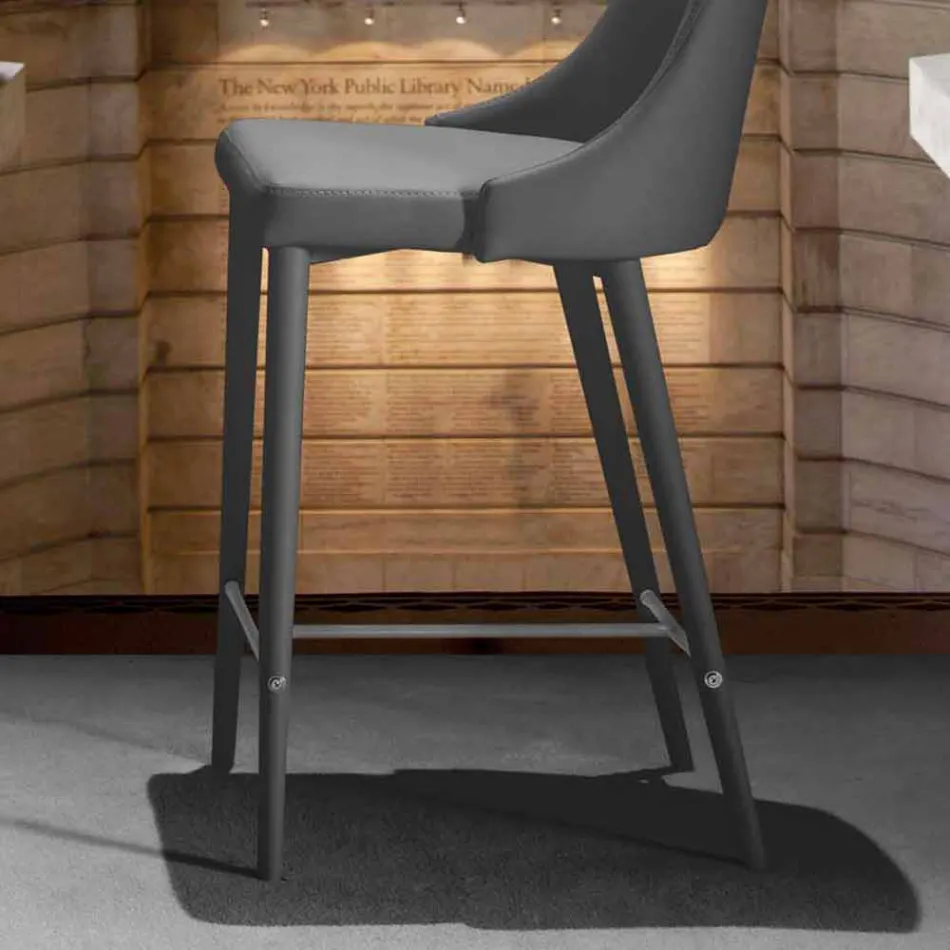 Hocker mit Rückenlehne, Design Metal Base - Berenice Viadurini