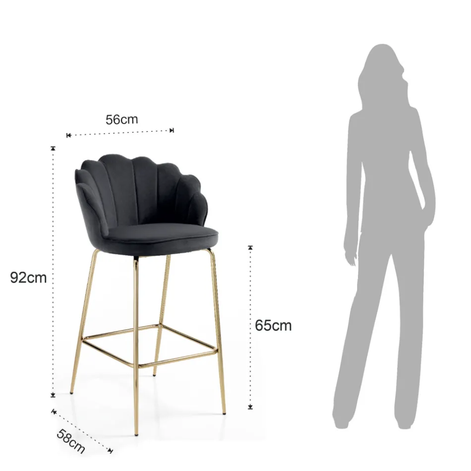 Hocker mit gepolstertem Sitz, bezogen mit Stoff – Silikon Viadurini