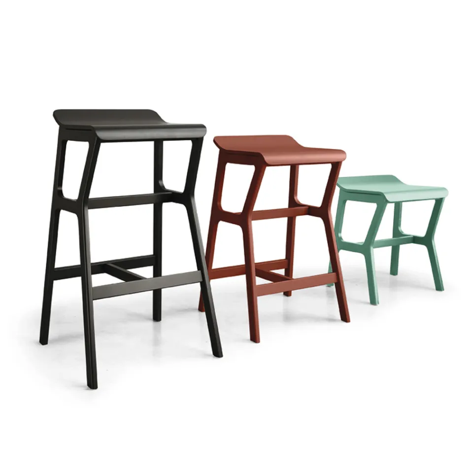 Hocker mit Struktur aus massivem Buchenholz, hergestellt in Italien – Regensburg Viadurini