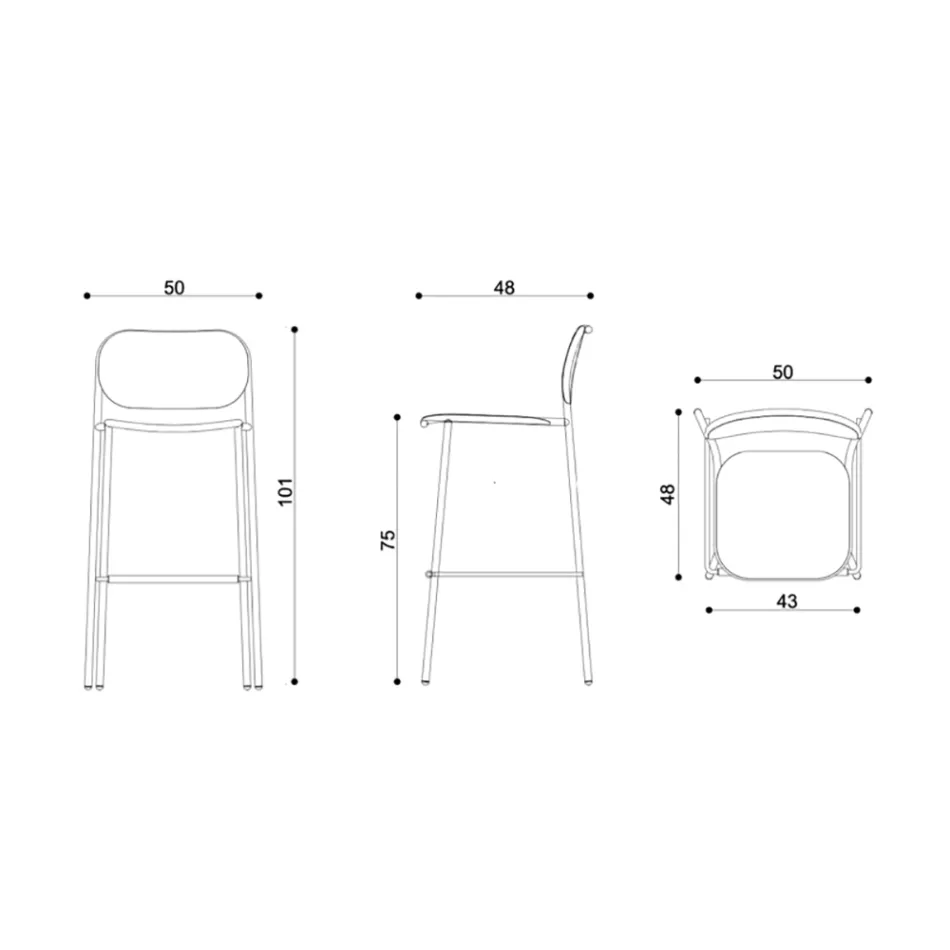 Küchenhocker aus Eichenholz und Metall Made in Italy 2 Stück - Saffia Viadurini