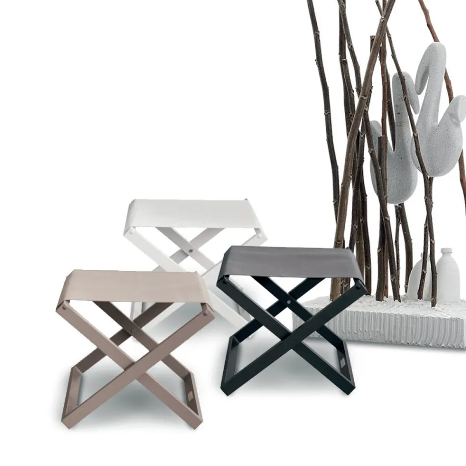 Hocker für den Außenbereich aus lackiertem Aluminium und Textilene - Edward Viadurini