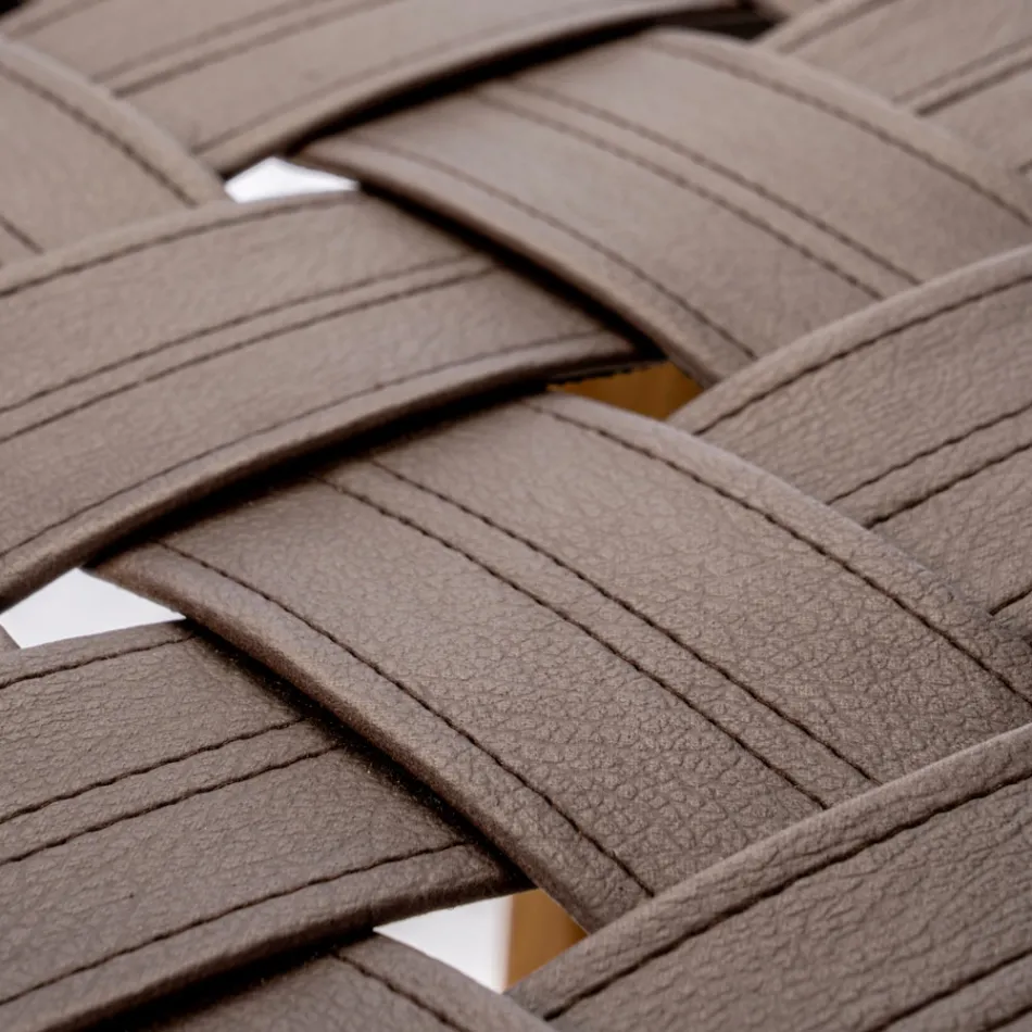 Designer-Badezimmerhocker aus Teakholz mit geflochtener Sitzfläche – Yucca Viadurini