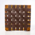 Designer-Badezimmerhocker aus Teakholz mit geflochtener Sitzfläche – Yucca Viadurini