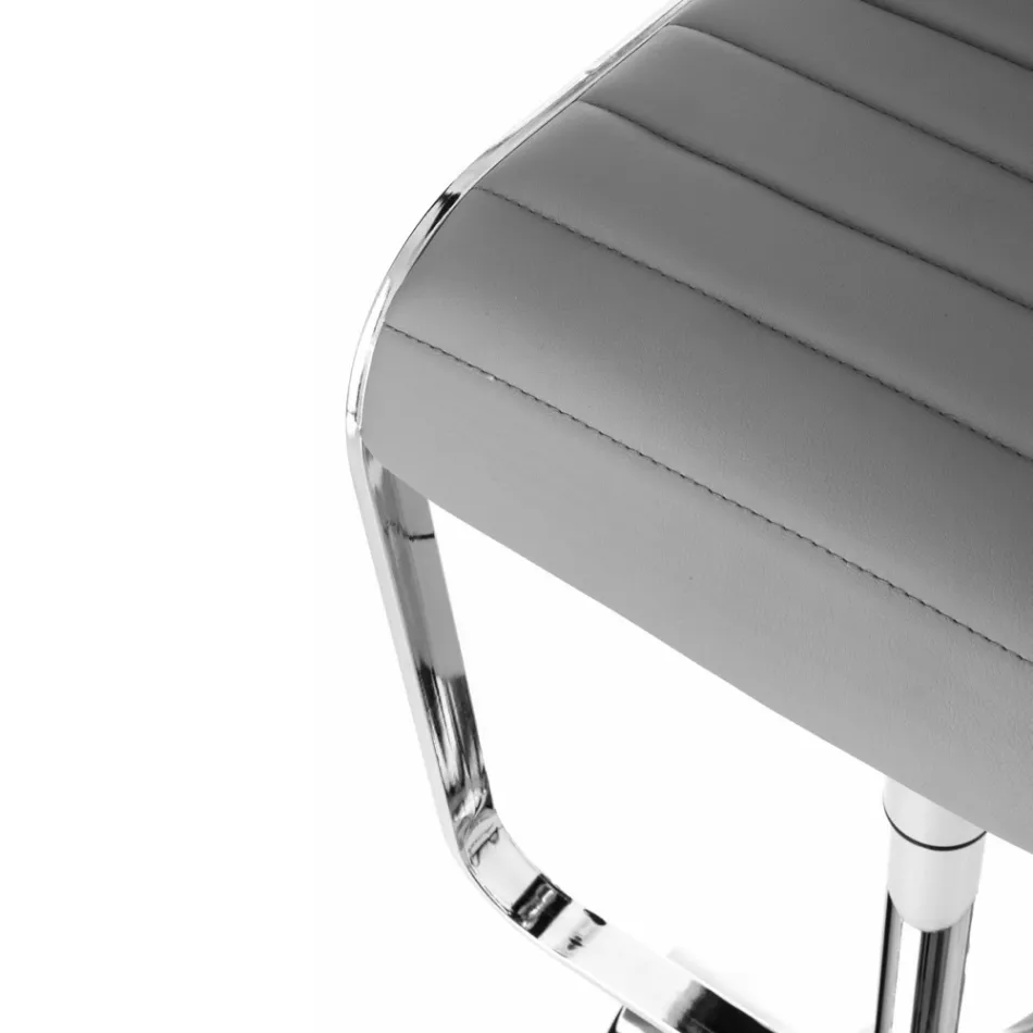 Barhocker aus Kunstleder und Metall - Berchelio Viadurini