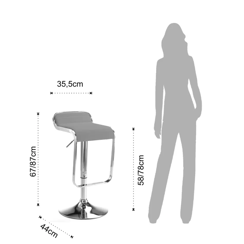 Barhocker aus Kunstleder und Metall - Berchelio Viadurini
