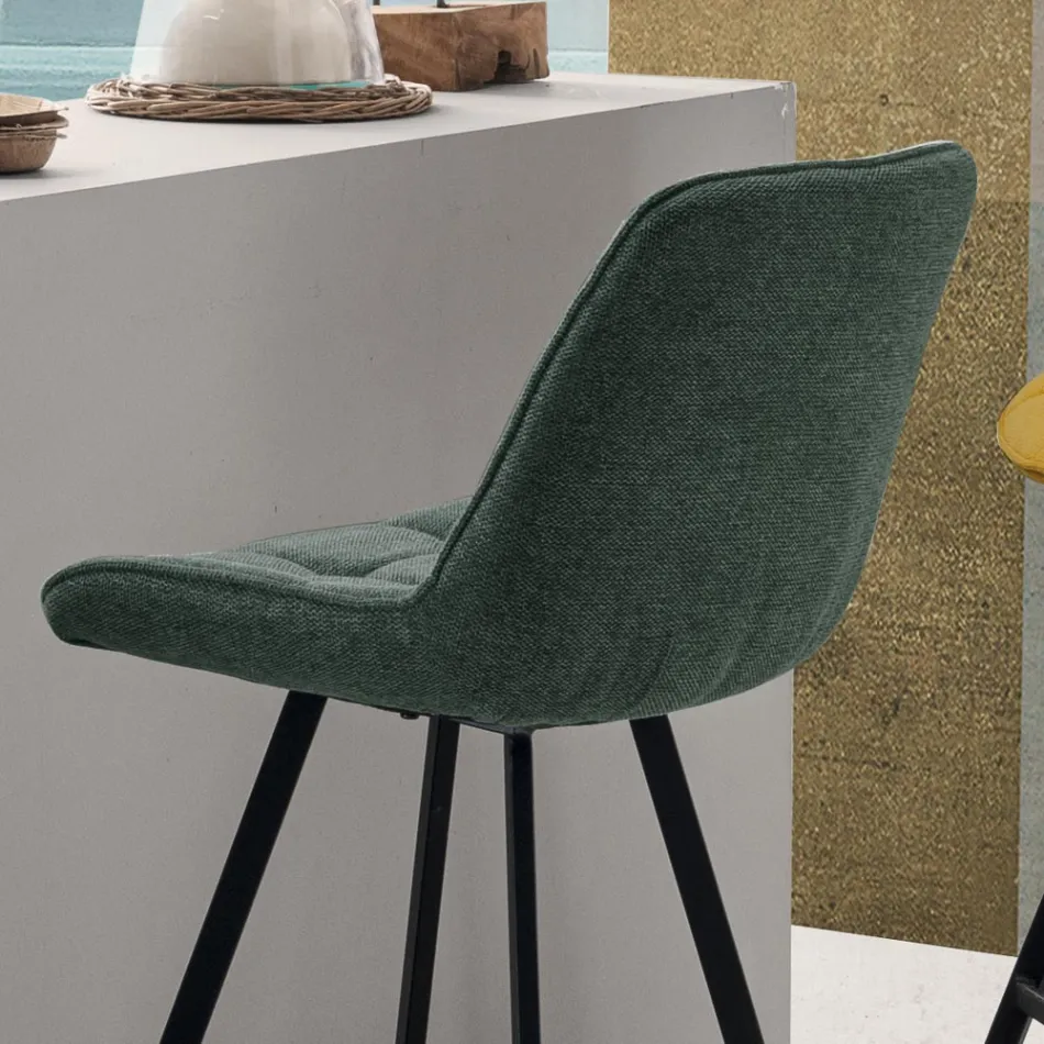 Gepolsterter Küchenhocker mit Metallstruktur 2 Stück - Raggia Viadurini