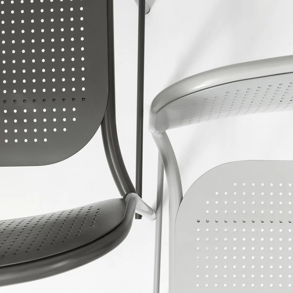 Stapelbarer Metallhocker für den Außenbereich Made in Italy 2 Stück - Synergy Viadurini