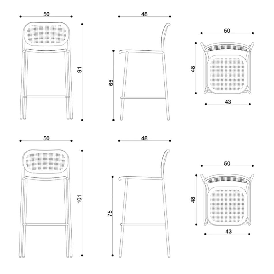 Stapelbarer Metallhocker für den Außenbereich Made in Italy 2 Stück - Synergy Viadurini