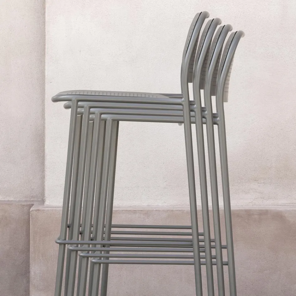 Stapelbarer Metallhocker für den Außenbereich Made in Italy 2 Stück - Synergy Viadurini