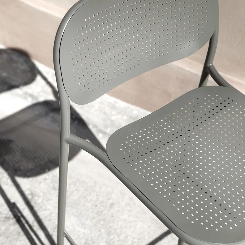 Stapelbarer Metallhocker für den Außenbereich Made in Italy 2 Stück - Synergy Viadurini