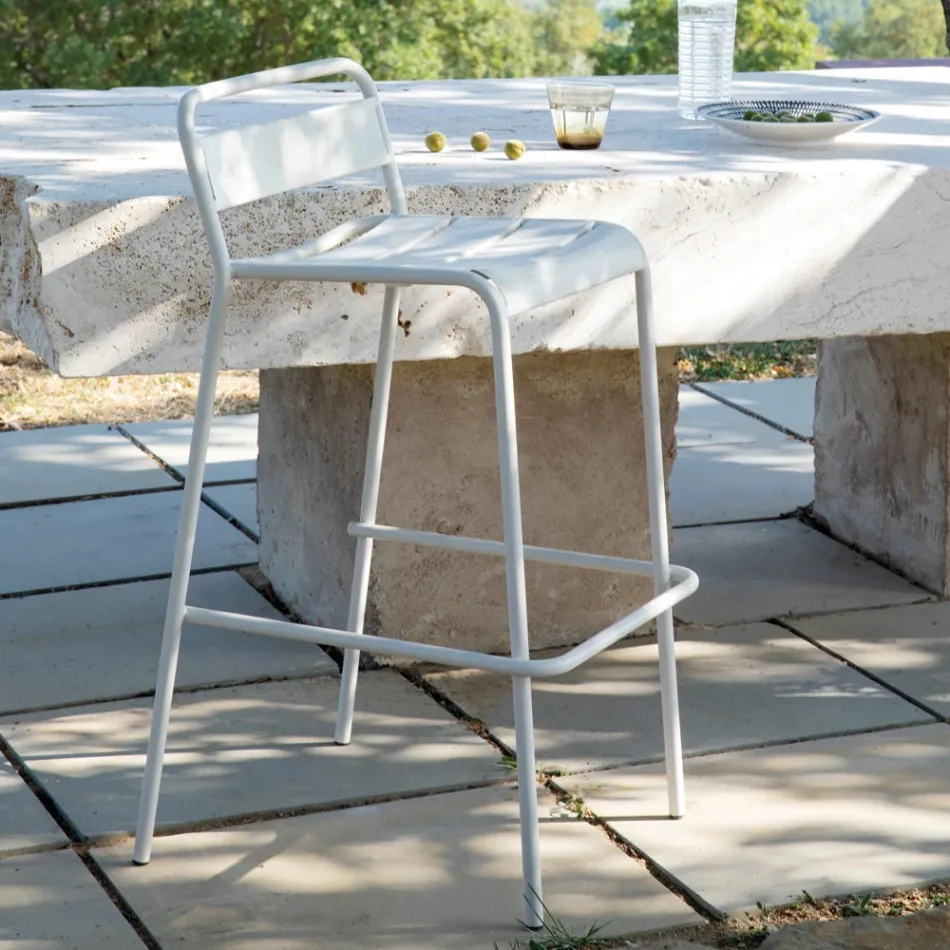 Stapelbarer Outdoor-Hocker aus verzinktem Metall Made in Italy - Amina Viadurini