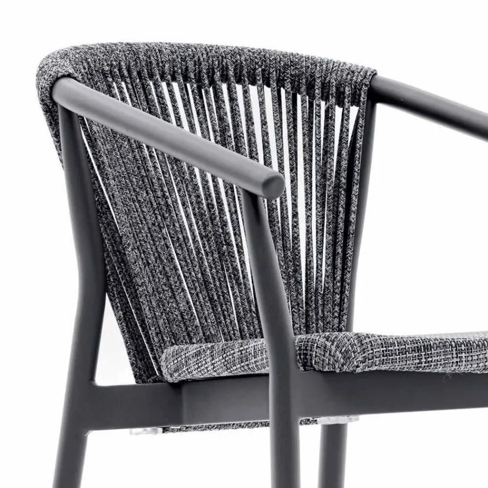 Stapelbarer Gartenhocker aus Aluminium und technischem Stoff - Smart von Varaschin Viadurini