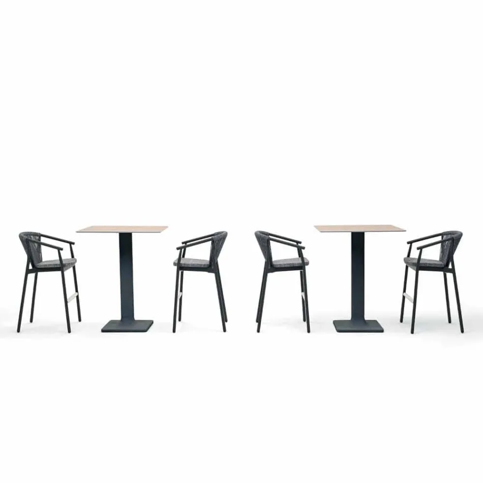 Stapelbarer Gartenhocker aus Aluminium und technischem Stoff - Smart von Varaschin Viadurini