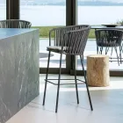 Gartenhocker aus Edelstahl und Seilrückenlehne - Luxura Viadurini