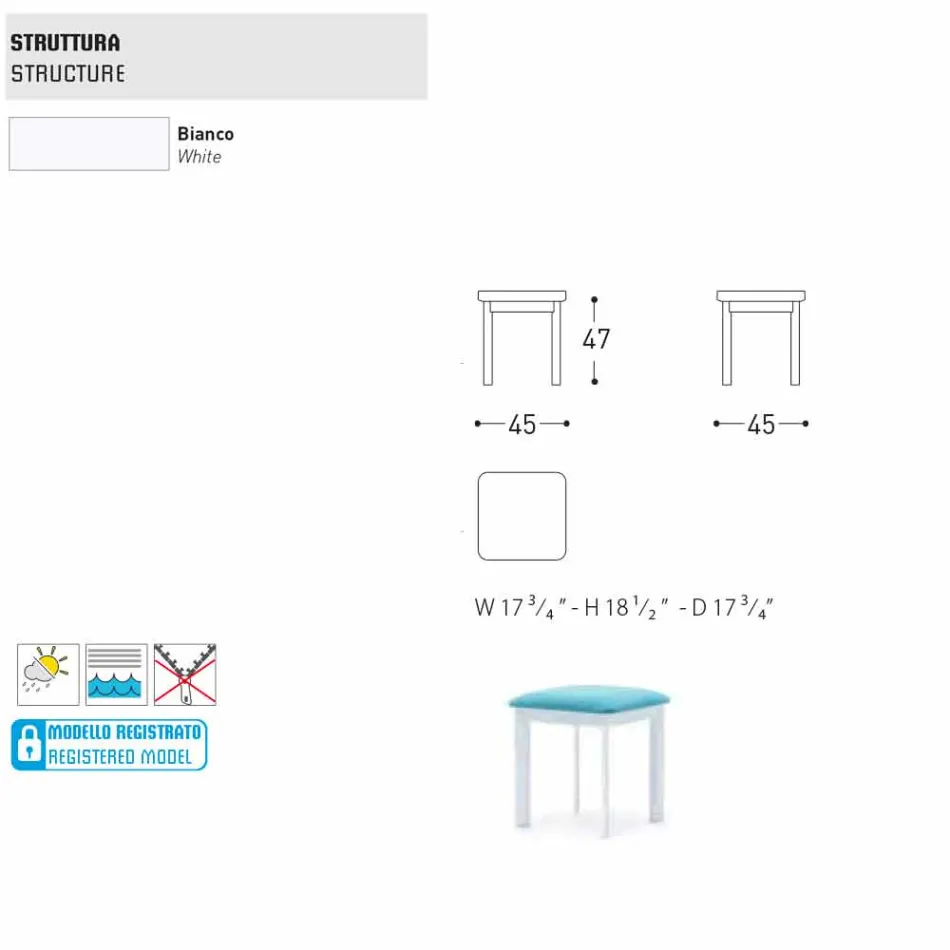 Varaschin System Gartenhocker aus gepolstertem Stoff und Aluminium Viadurini