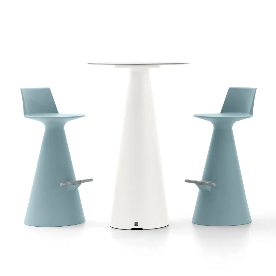 Wohnzimmerhocker aus Polyethylen mit Fußstütze - Ellipse Viadurini