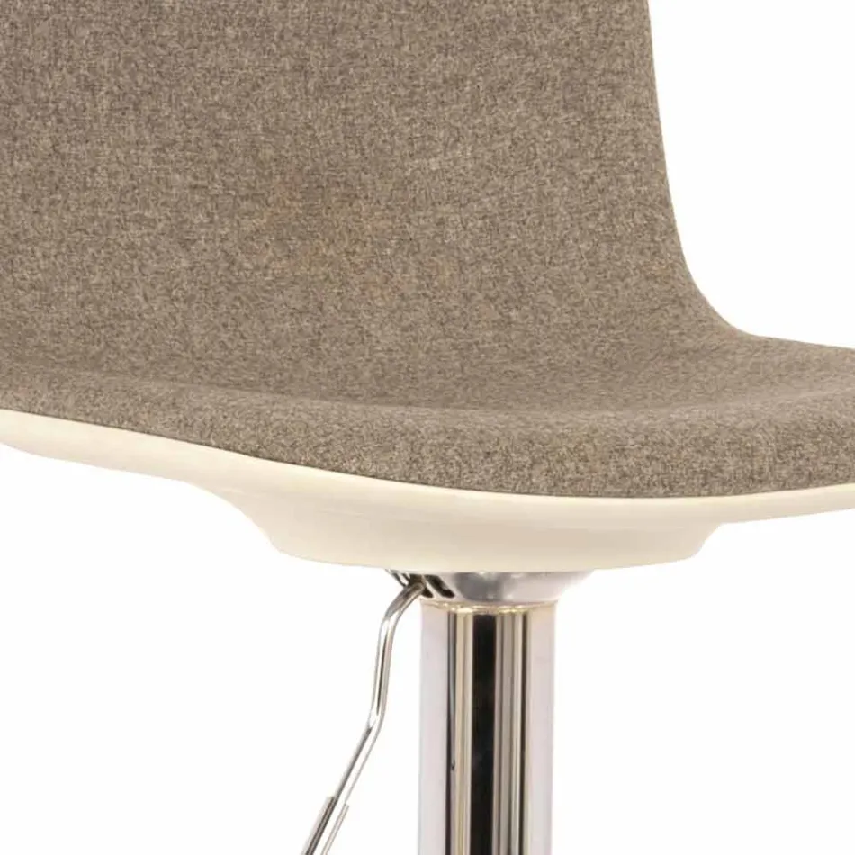 Design Hocker mit Gaslift aus Stoff und verchromtem Metall, 2 Stück - Chrom Viadurini