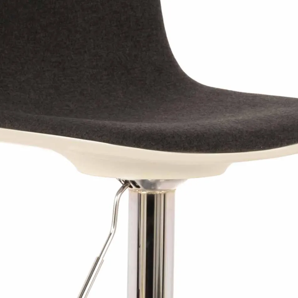 Design Hocker mit Gaslift aus Stoff und verchromtem Metall, 2 Stück - Chrom Viadurini