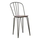 Moderner Designhocker im Industriestil aus Eisen und Holz, 2 Stück - Erika Viadurini