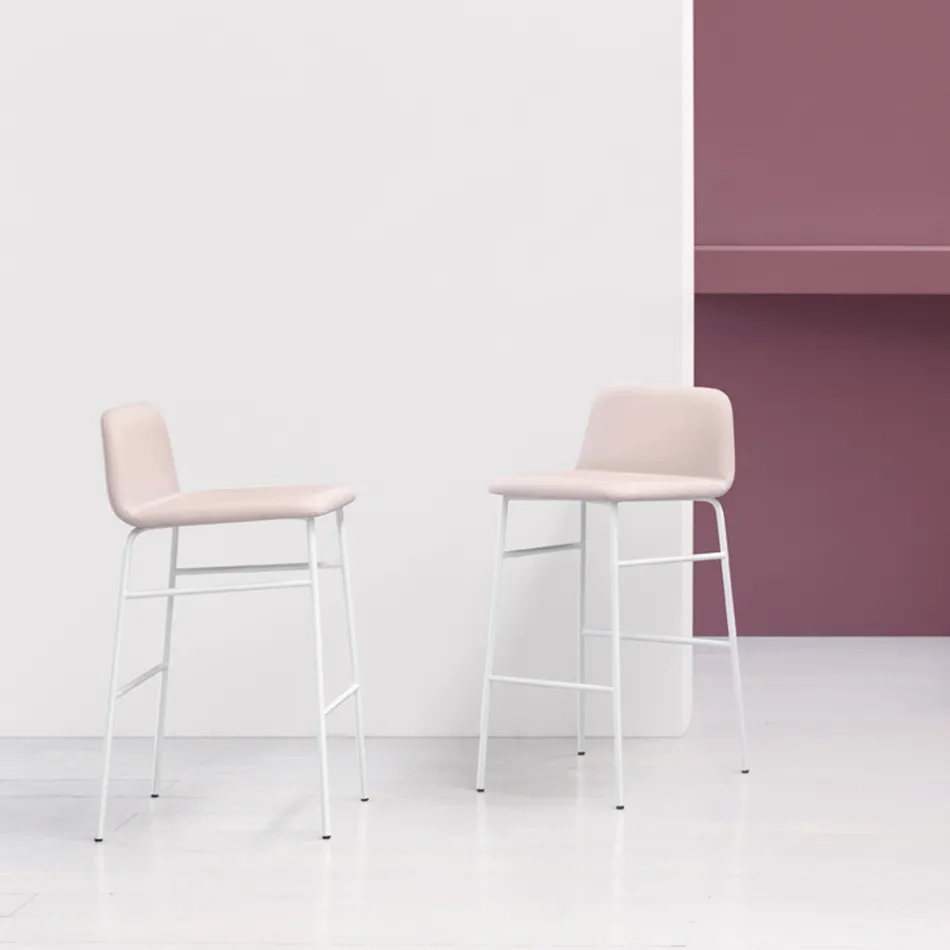 Luxuriöser Hocker mit Stoffbezug und Metallgestell, hergestellt in Italien – Molde Viadurini