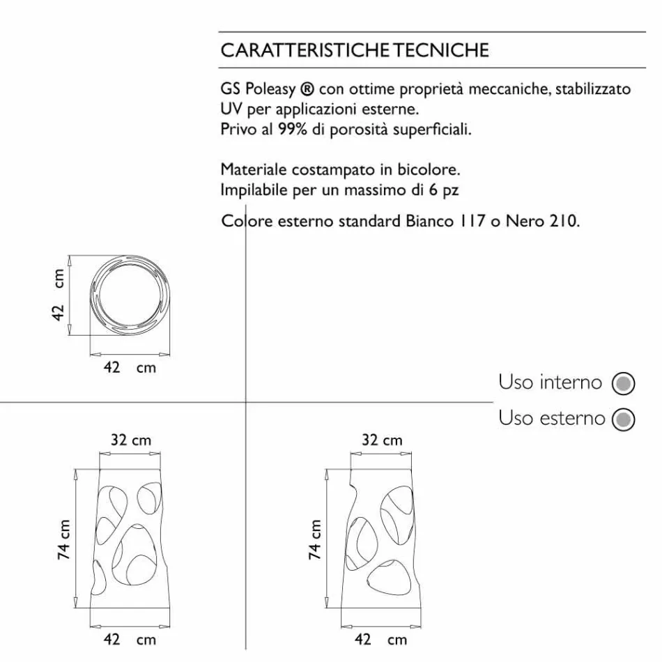 Stapelbarer Hocker für draußen oder drinnen Weiß oder Schwarz 2 Stück - Liberty by Myyour Viadurini