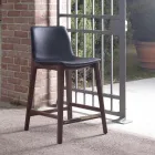 Küchenhocker mit festem Design aus Leder und Holz, hergestellt in Italien – Rocco Viadurini