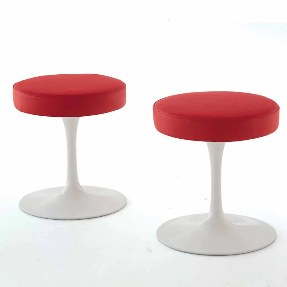 Drehhocker aus lackiertem Aluminium mit Ledersitz Made in Italy - Dacia Viadurini