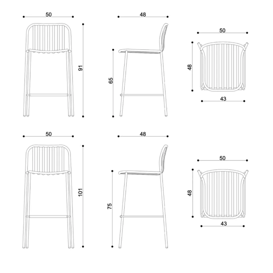 Stapelbarer Outdoor-Hocker aus Metall Made in Italy 2 Stück - Simply Viadurini