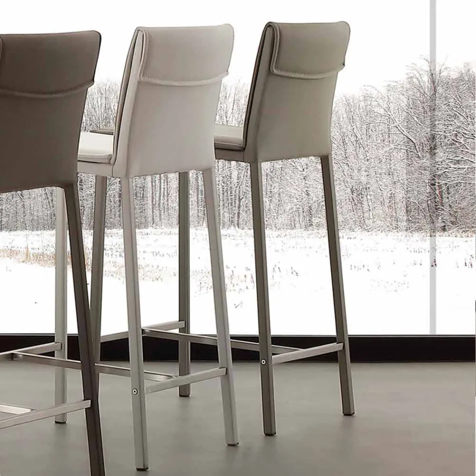Hocker aus Metall und Stahl und modernem Kunstleder made in Italy Prato Viadurini