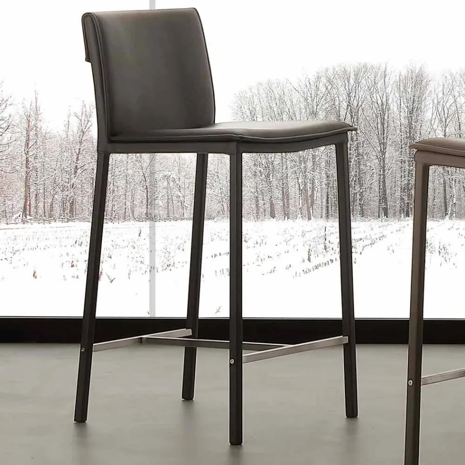 Hocker aus Metall und Stahl und modernem Kunstleder made in Italy Prato Viadurini