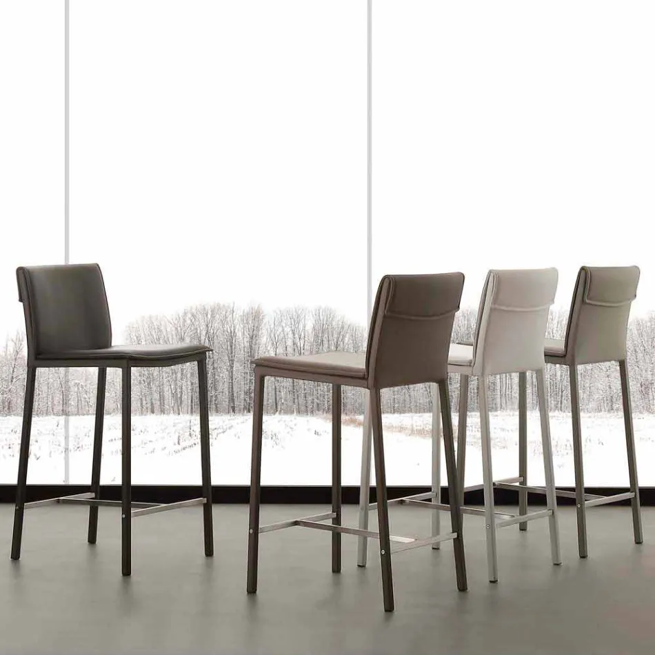 Hocker aus Metall und Stahl und modernem Kunstleder made in Italy Prato Viadurini