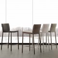 Hocker aus Kunstleder mit Gestell aus Metall und satiniertem Stahl Prato