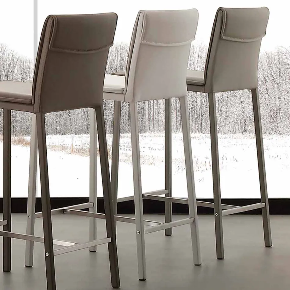 Hocker aus Metall und Stahl und modernem Kunstleder made in Italy Prato Viadurini